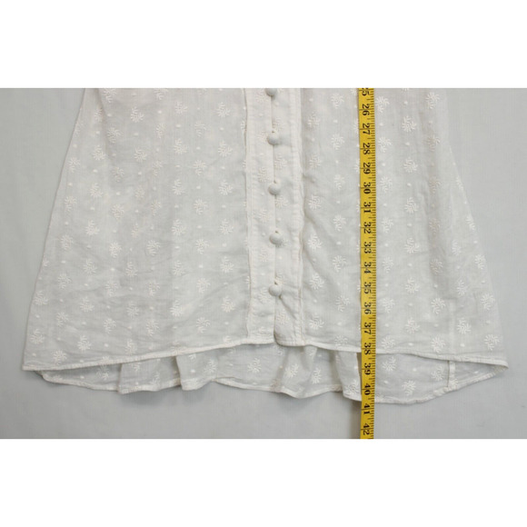 Cabi Sheer Midsummer Dress Eyelet Embroidered Floral Button Front Women 8 Cream - Picture 5 of 13